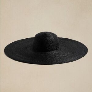 Banana Republic Oversized black Raffia Straw Hat coastal Vacay resort wear